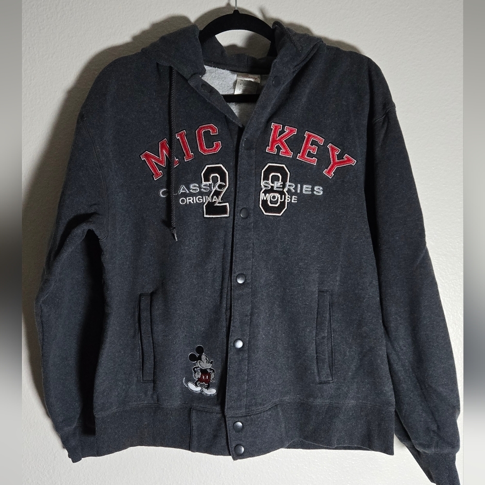 Disney Mickey Mouse Mens Snap Hoodie Jacket Size Small
